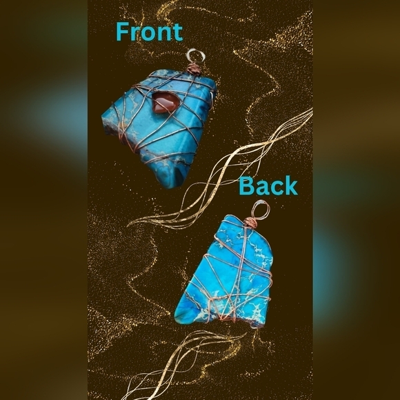 New Handmade Wire Wrapped Turquoise Pendant - Picture 3 of 4